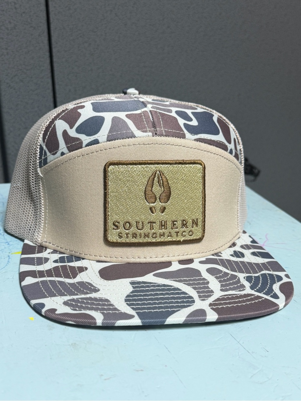 Southern String Co. Beige & Brown Camo Trucker Hat